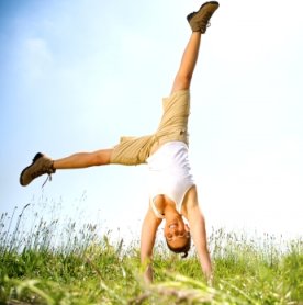 energetic woman doing acrobat