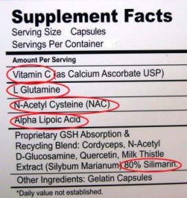 glutathione supplement label